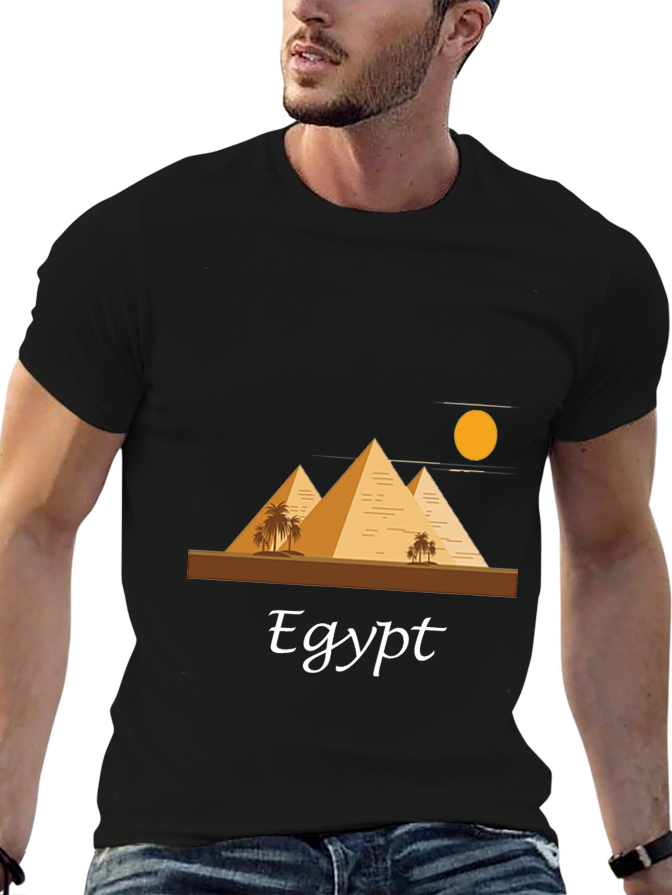 Egypt Pyramid T-Shirt - Black Cotton Blend Graphic Tee