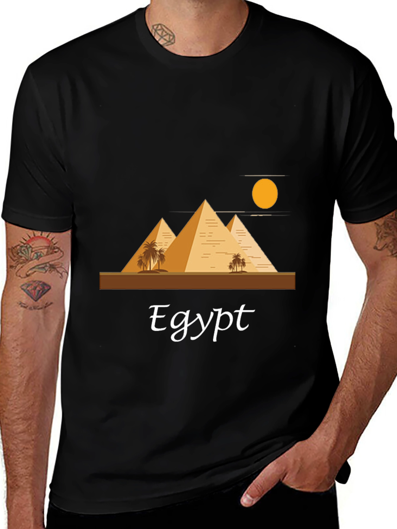 Egypt Pyramid T-Shirt - Black Cotton Blend Graphic Tee