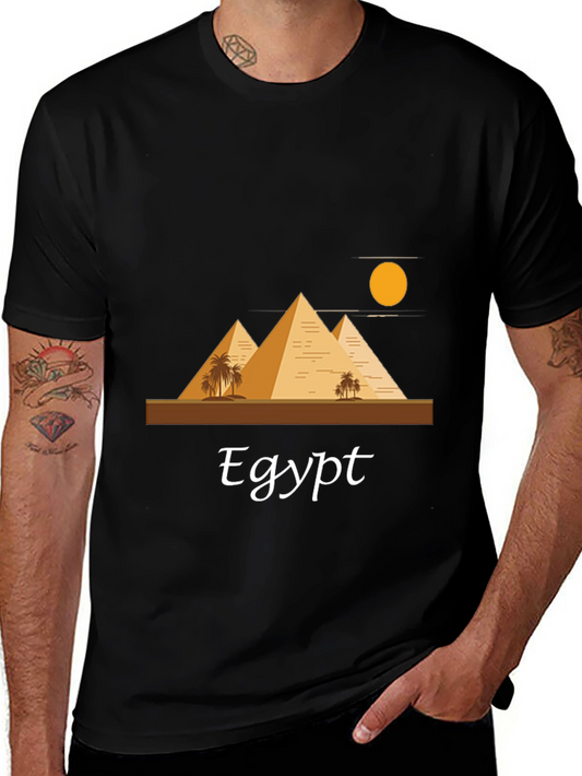 Egypt Pyramid T-Shirt - Black Cotton Blend Graphic Tee