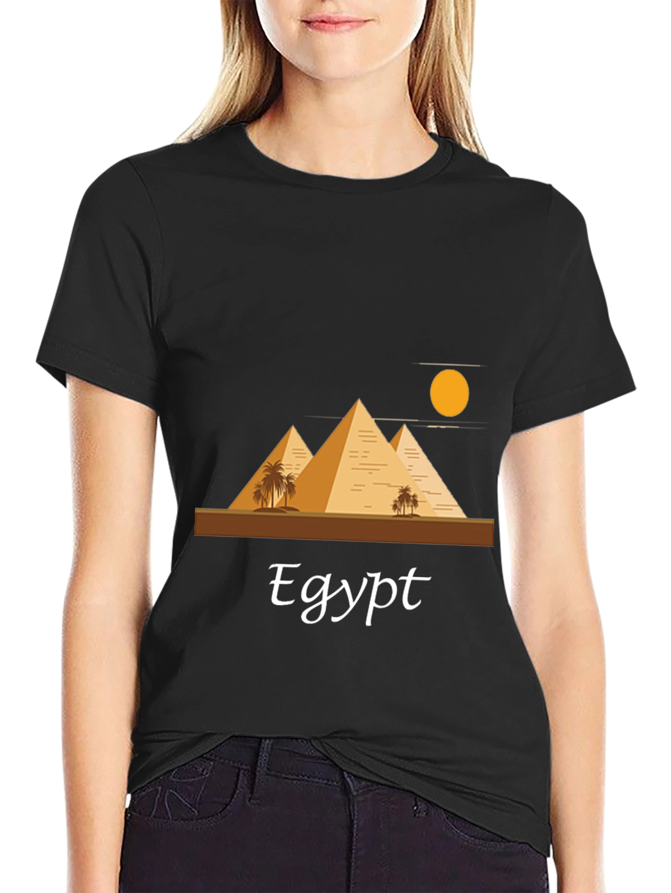 Egypt Pyramid T-Shirt - Black Cotton Blend Graphic Tee