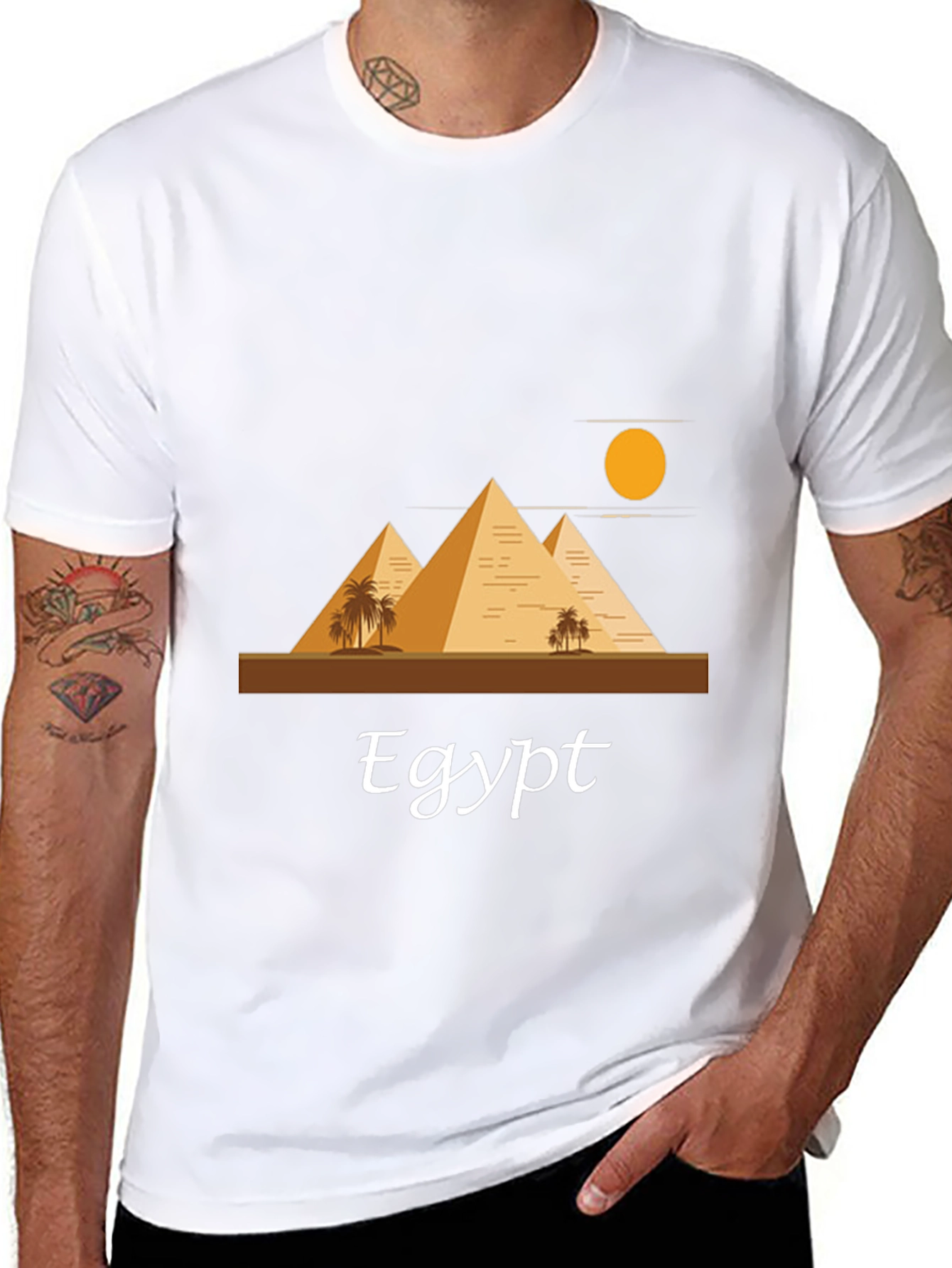 Egypt Pyramid T-Shirt - Black Cotton Blend Graphic Tee