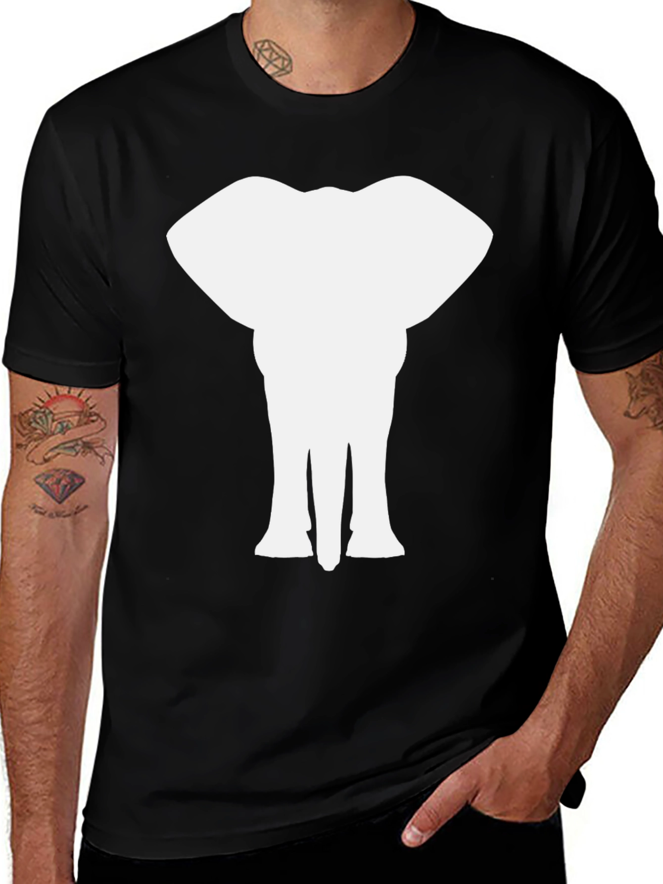 Elephant Graphic Tee - Classic Black Cotton Shirt