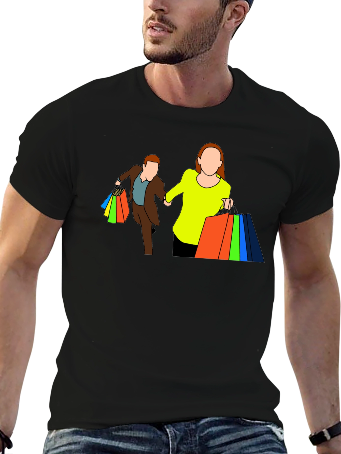 Shopping Couple Black T-Shirt