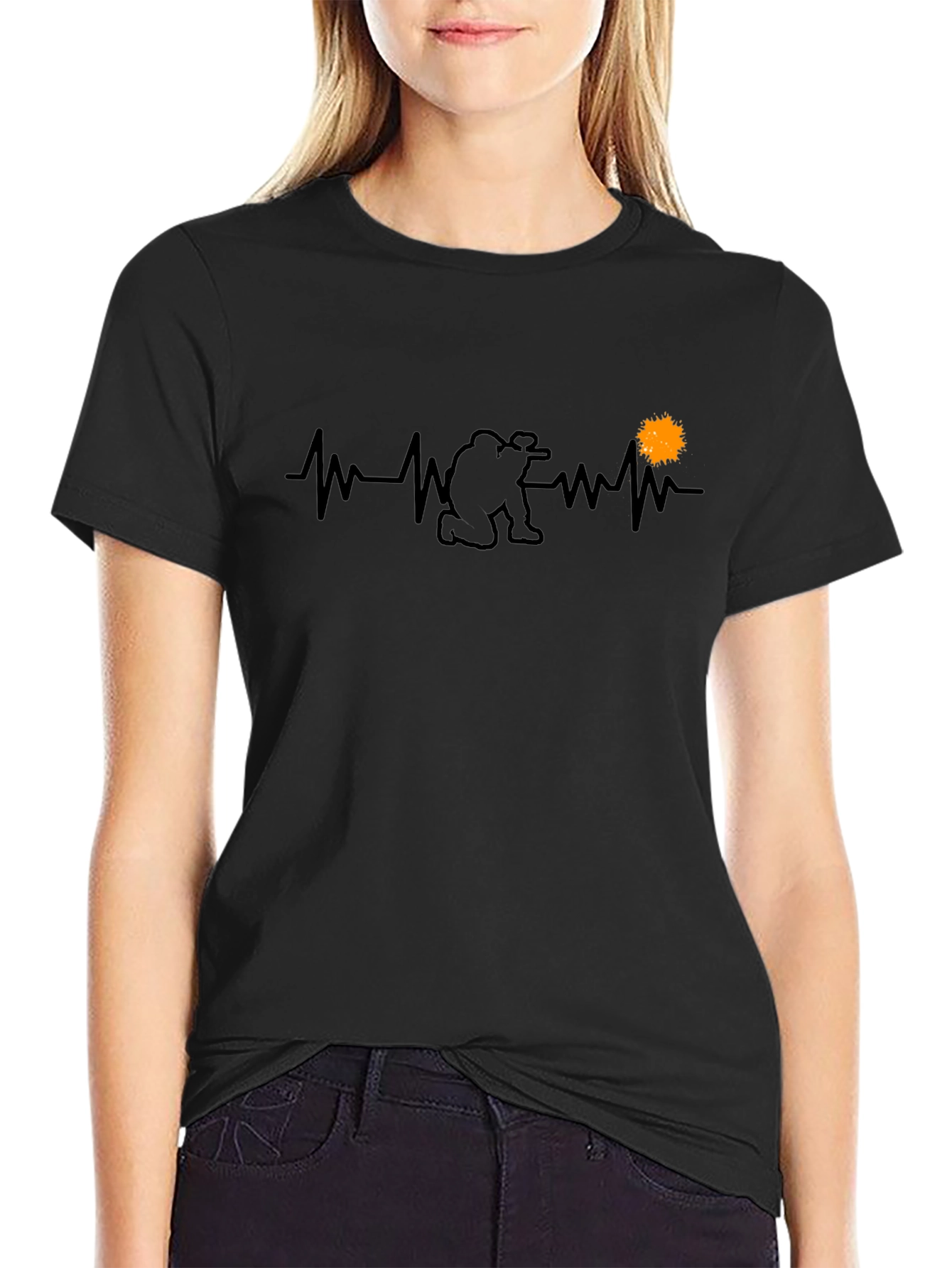 Photographer Heartbeat Black T-Shirt