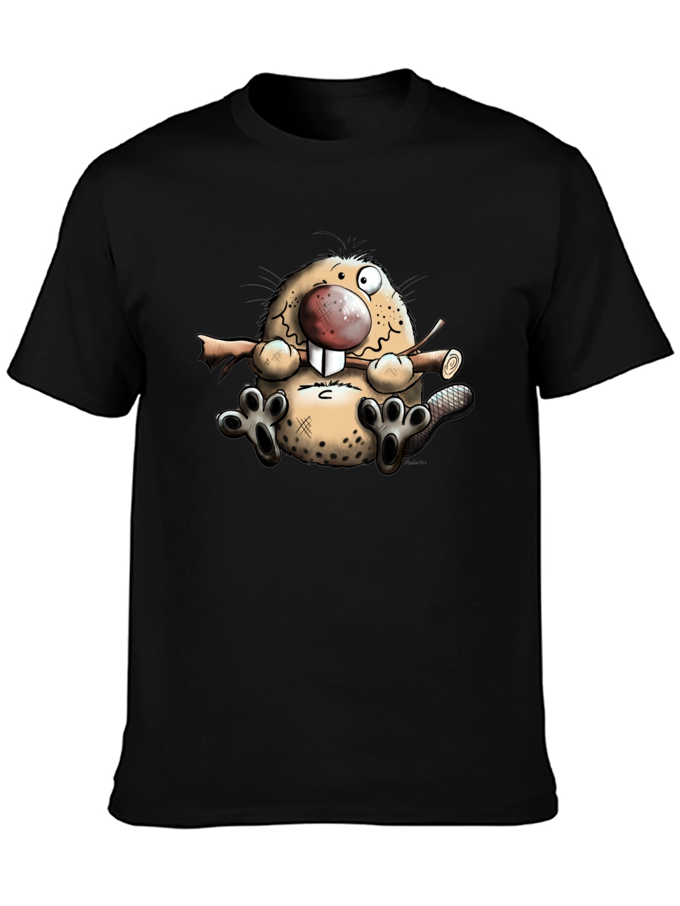 Cartoon Beaver Graphic T-Shirt