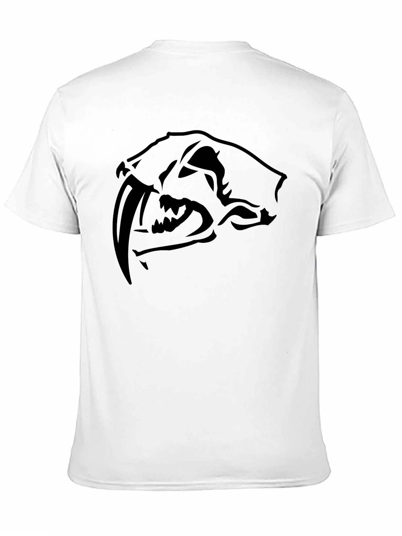 Mens Black T-Shirt with Saber-Tooth Cat Graphic Tee