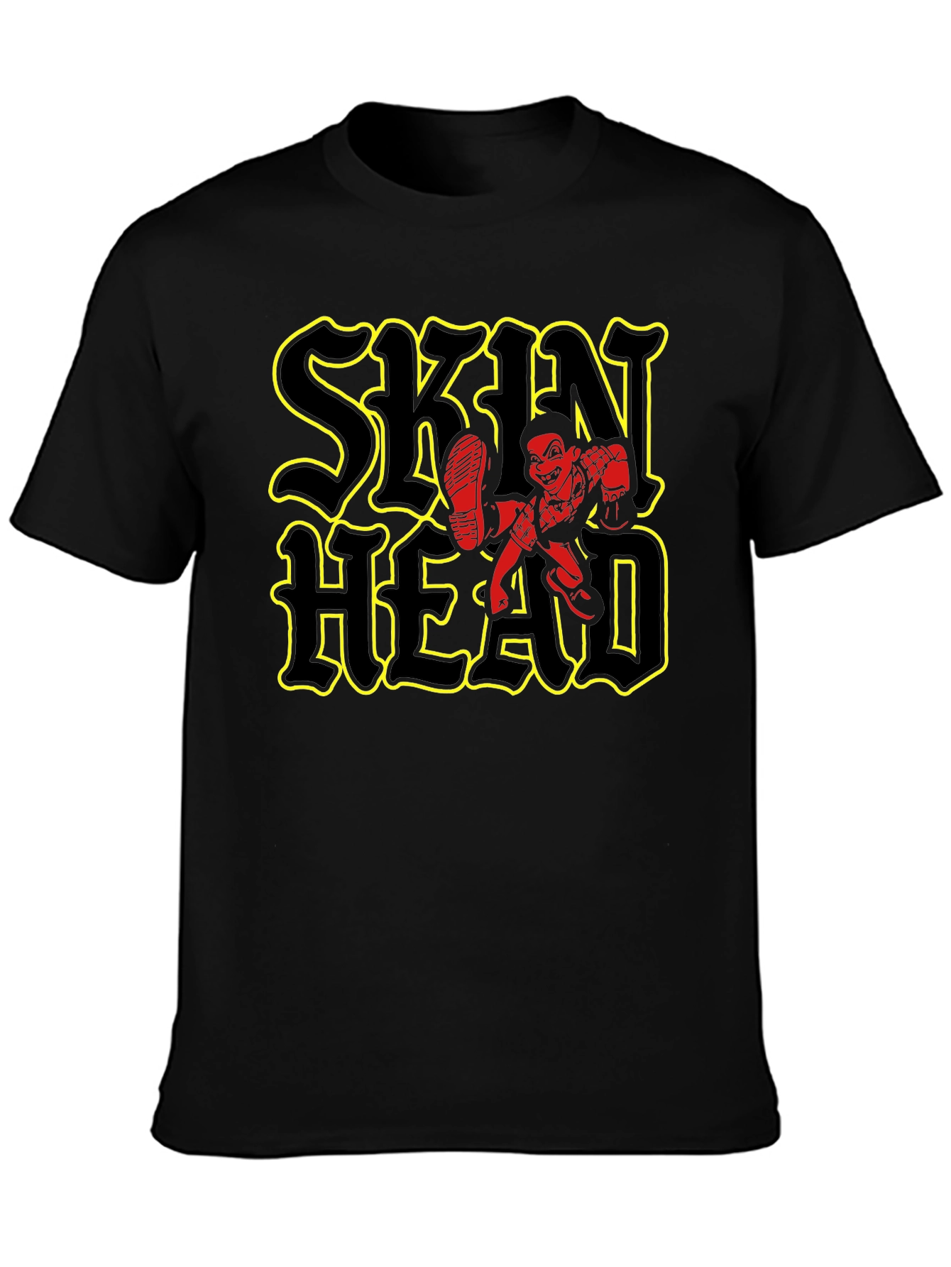 Skinhead Graphic Print Black T-Shirt