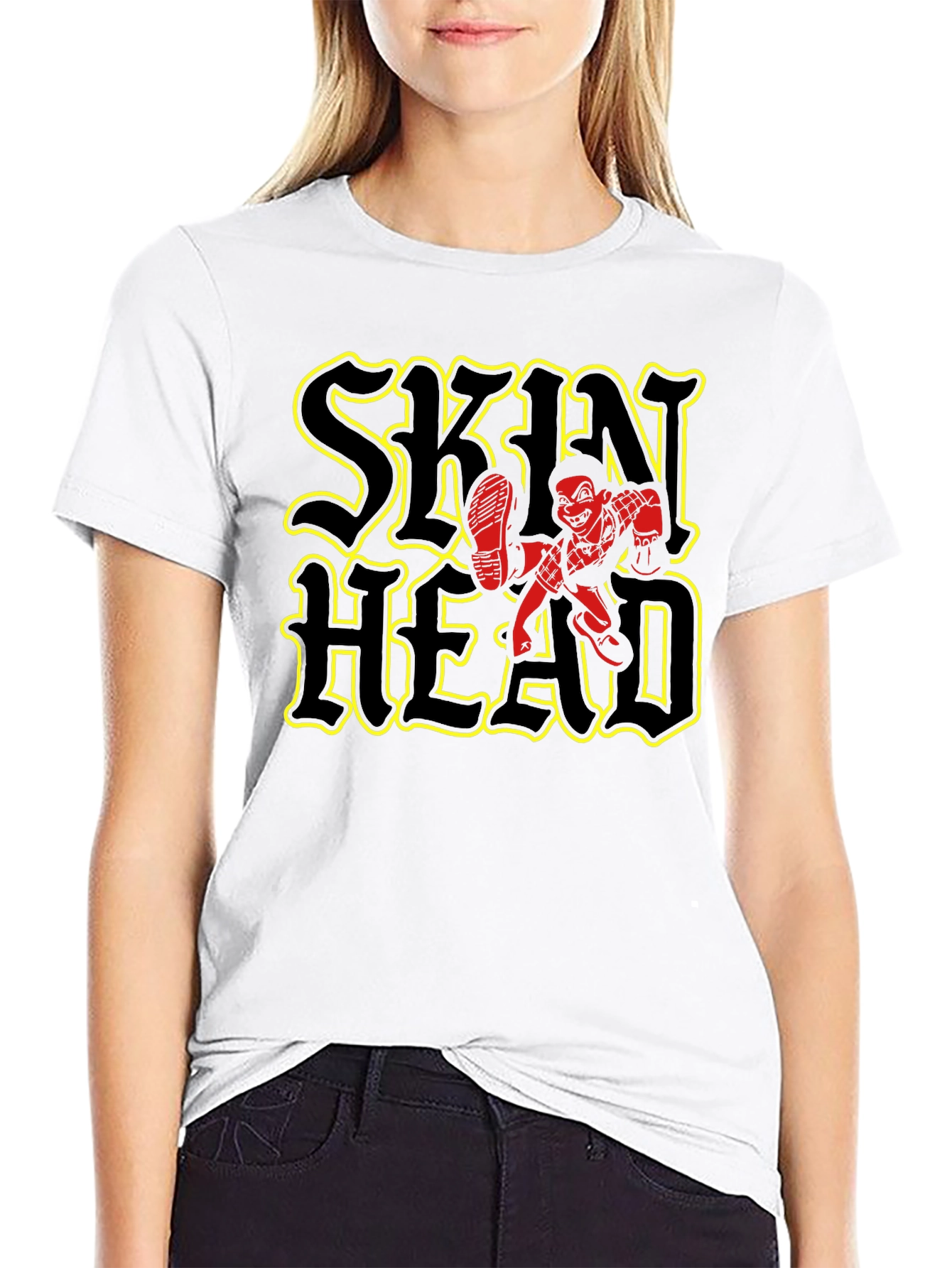 Skinhead Graphic Print Black T-Shirt