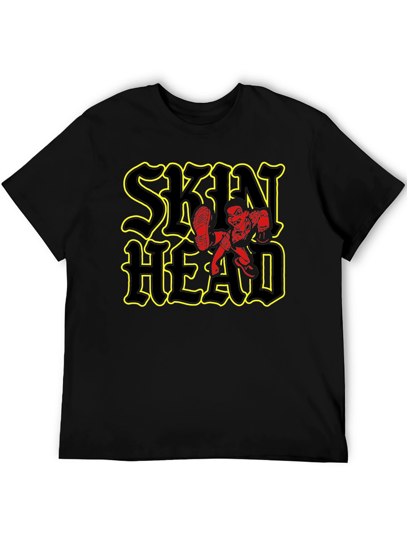 Skinhead Graphic Print Black T-Shirt