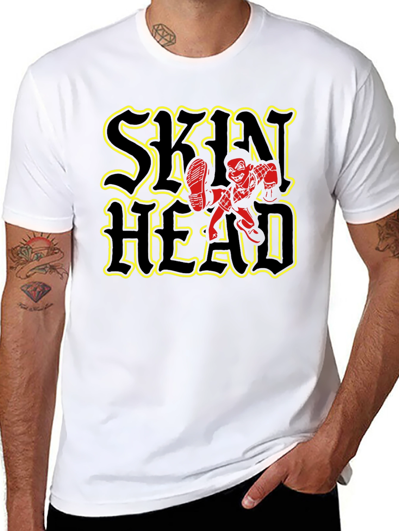 Skinhead Graphic Print Black T-Shirt