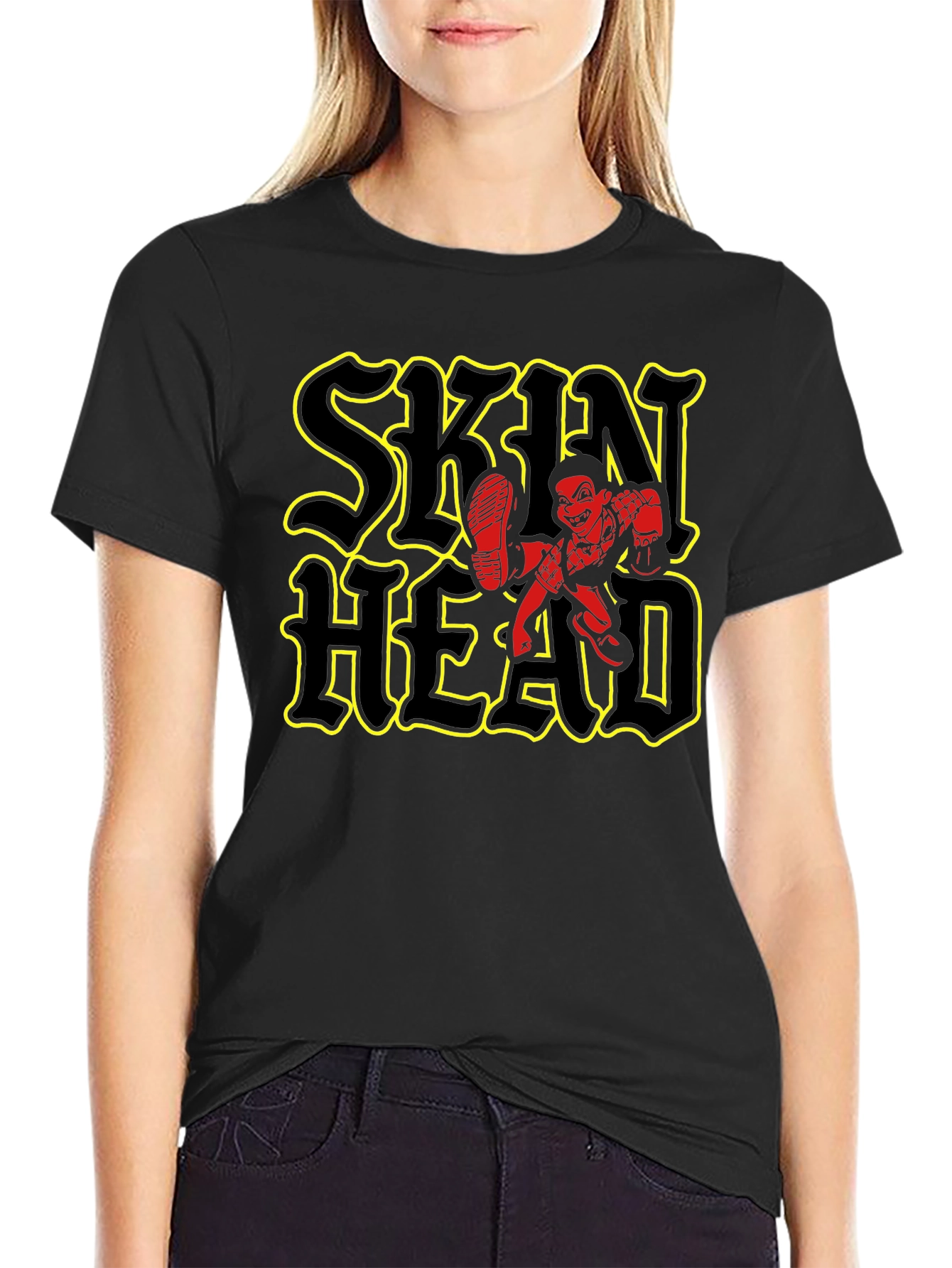 Skinhead Graphic Print Black T-Shirt