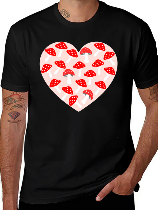 Mushroom Heart Graphic Tee - Black