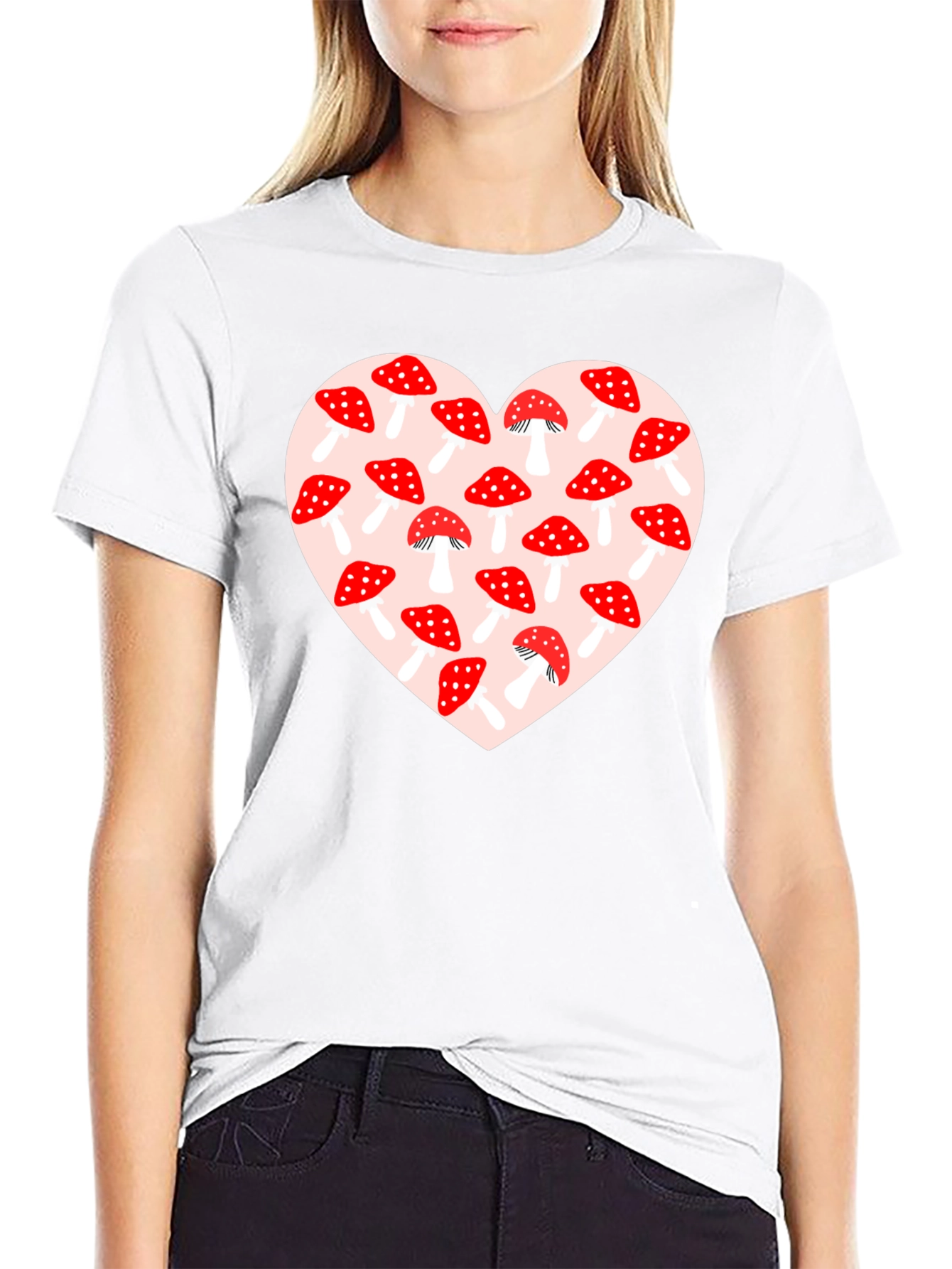 Mushroom Heart Graphic Tee - Black