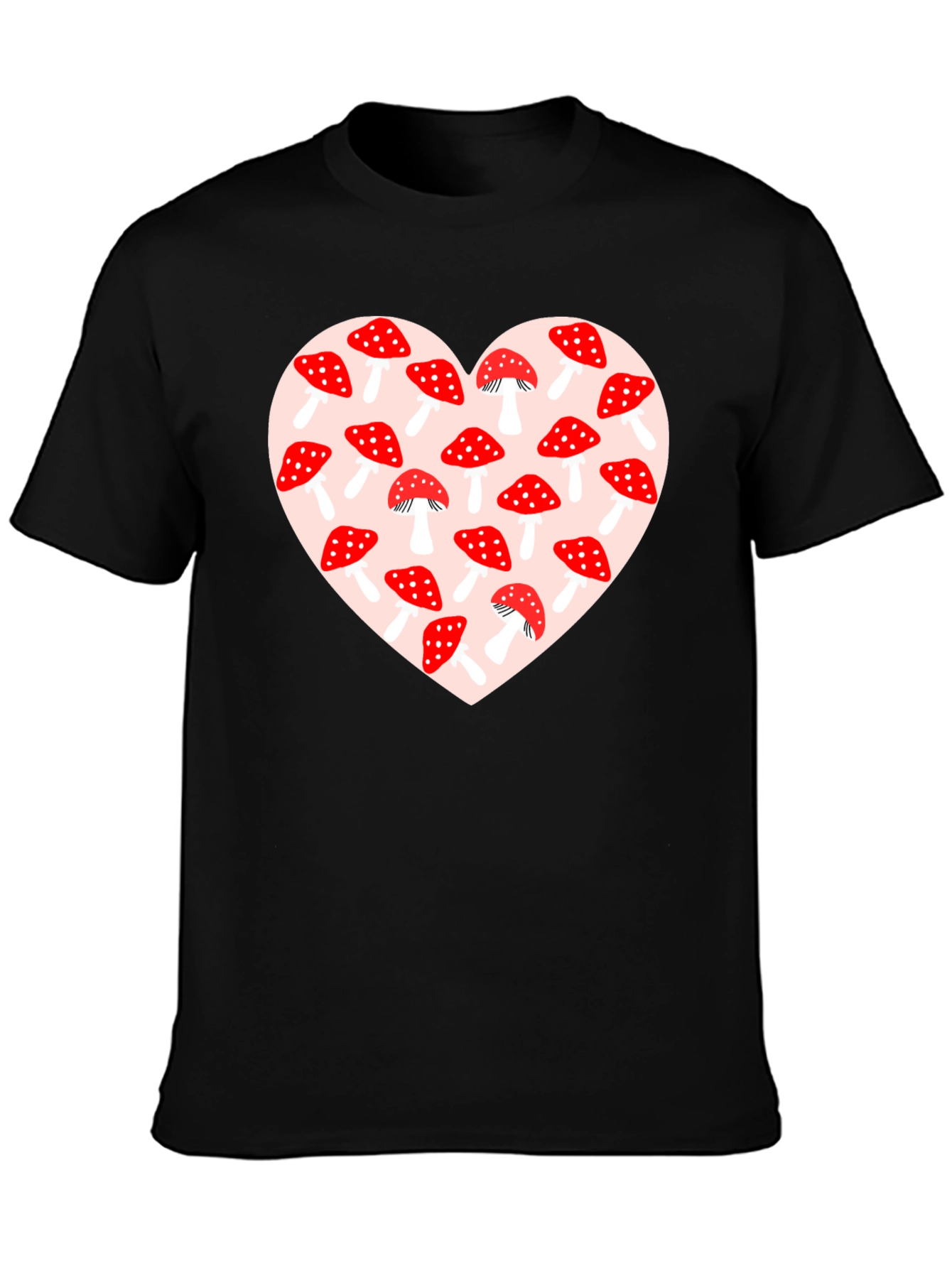 Mushroom Heart Graphic Tee - Black