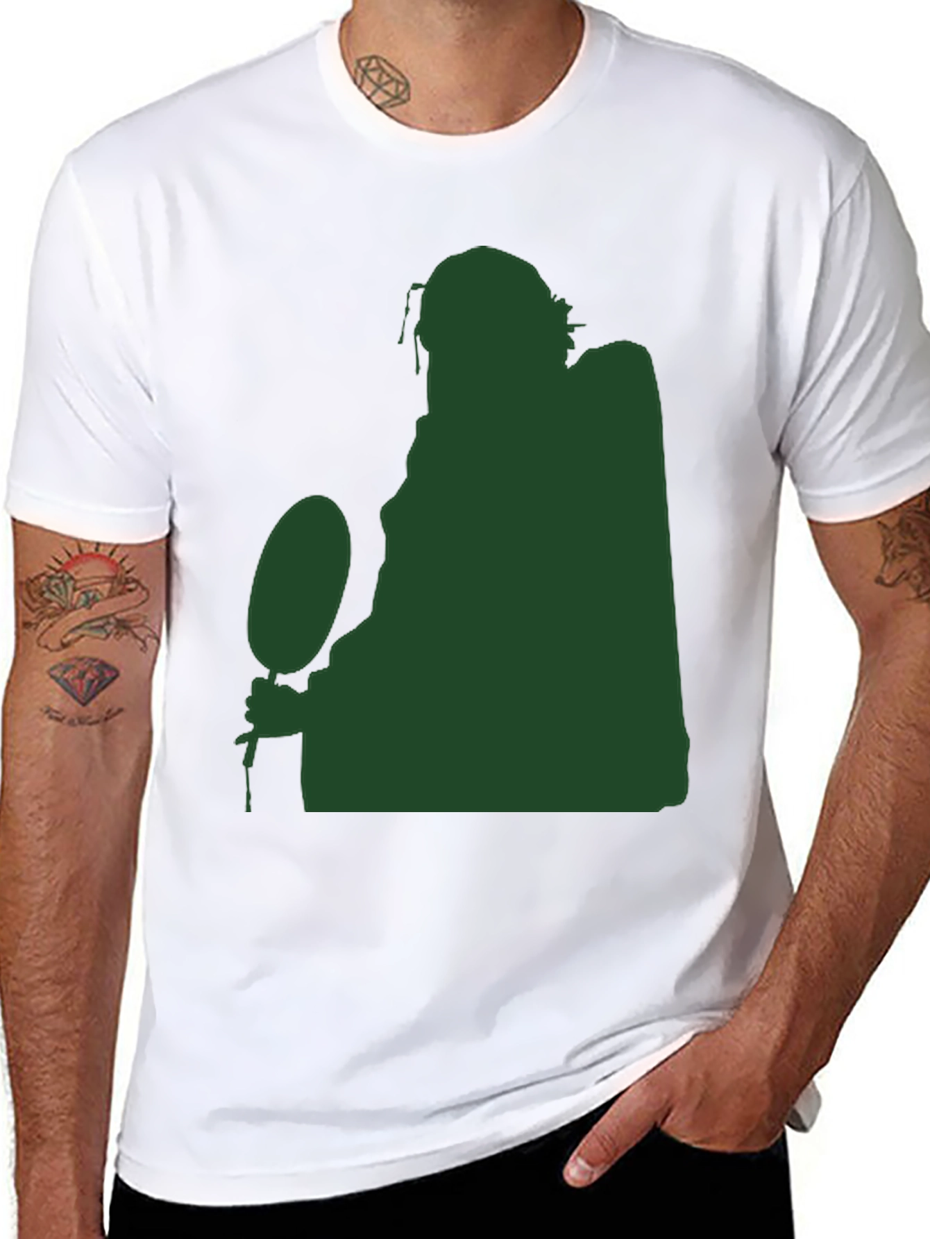 Silhouette Figure Holding Ball Black T-Shirt