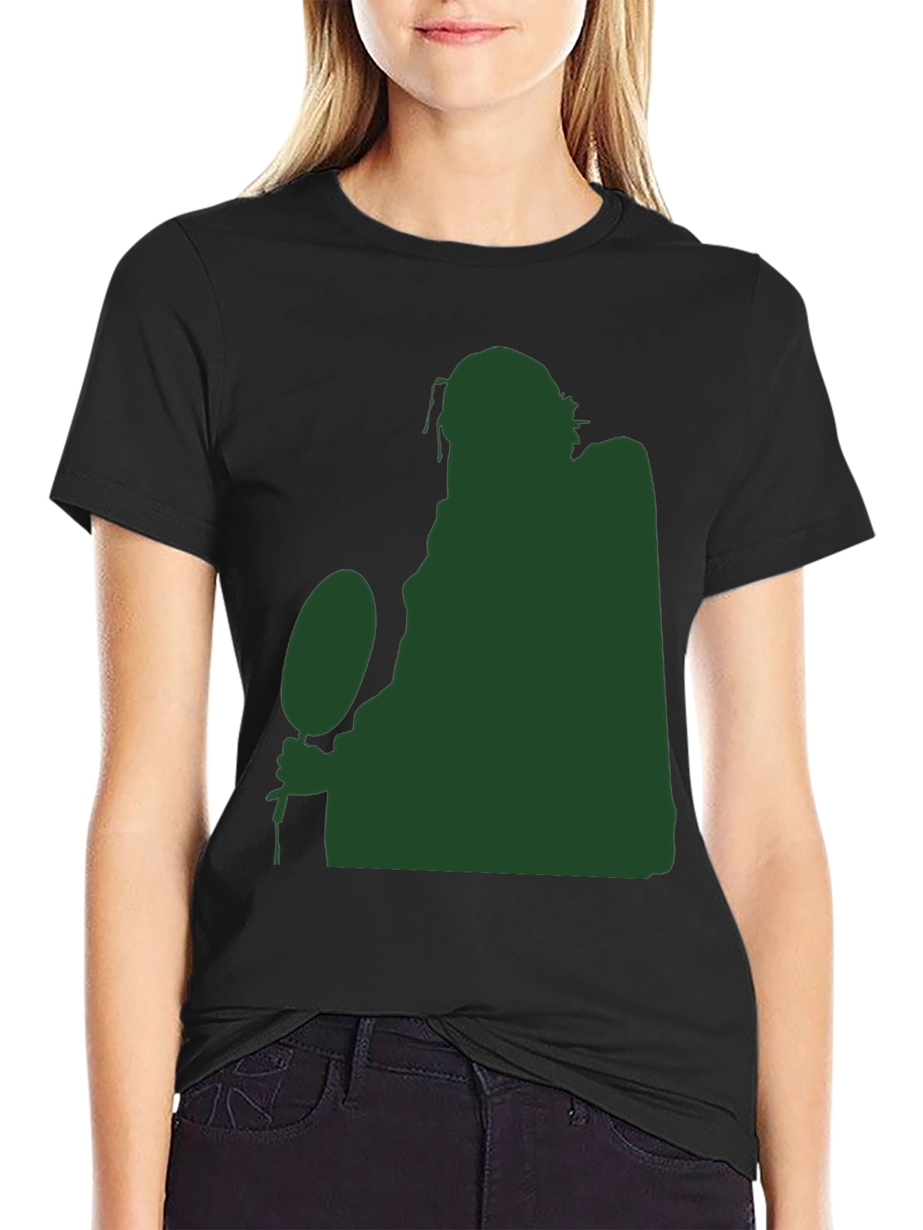 Silhouette Figure Holding Ball Black T-Shirt