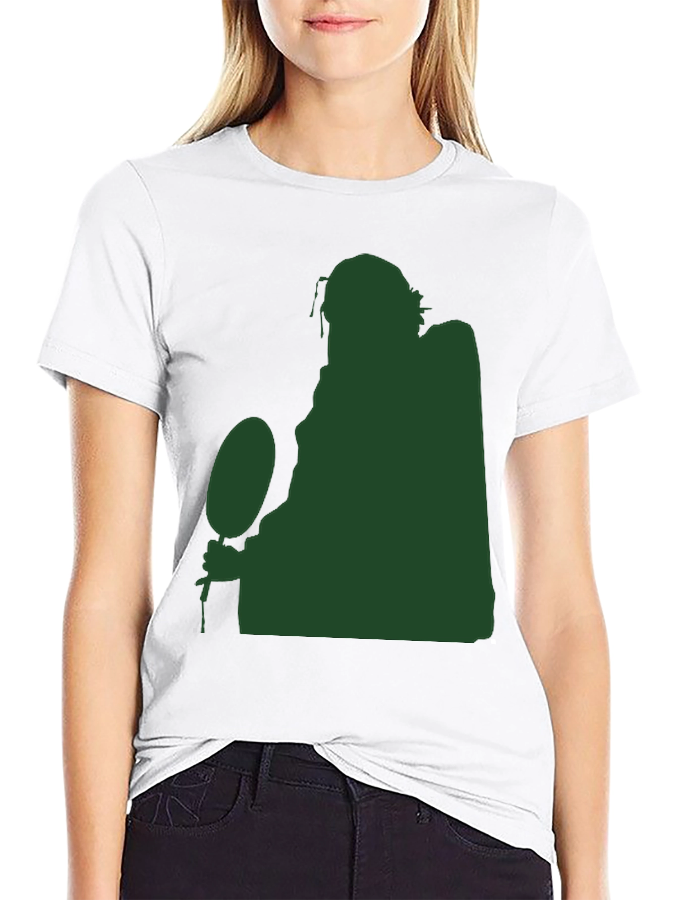 Silhouette Figure Holding Ball Black T-Shirt