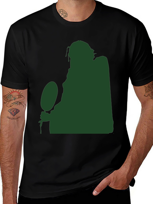 Silhouette Figure Holding Ball Black T-Shirt