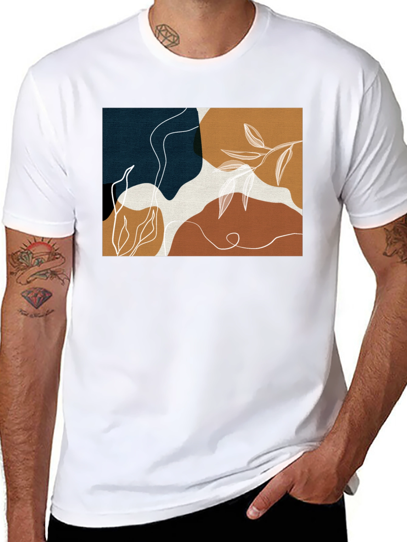 Abstract Botanical T-Shirt: Modern Art Tee