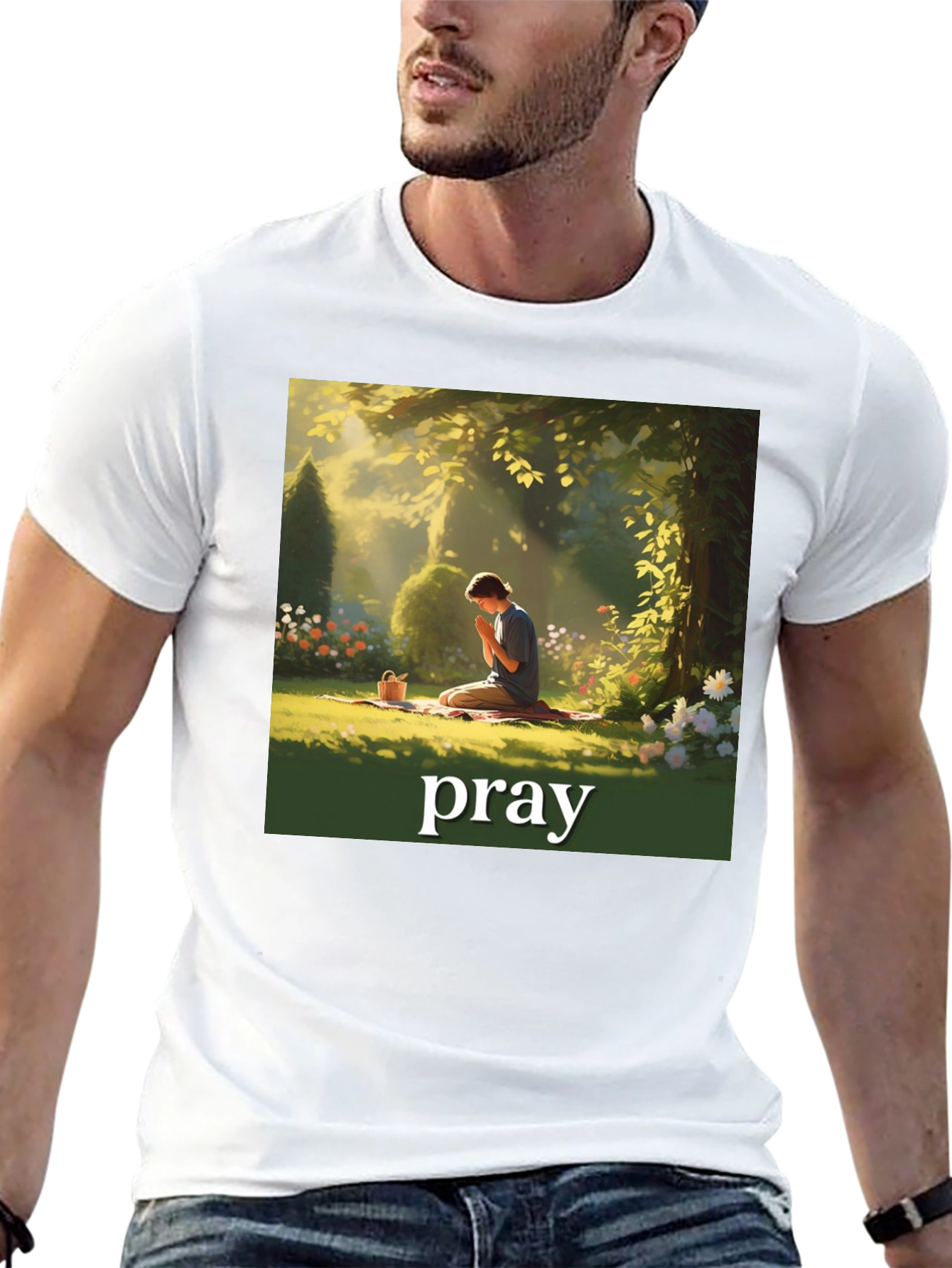 Praying Figure Graphic T-Shirt