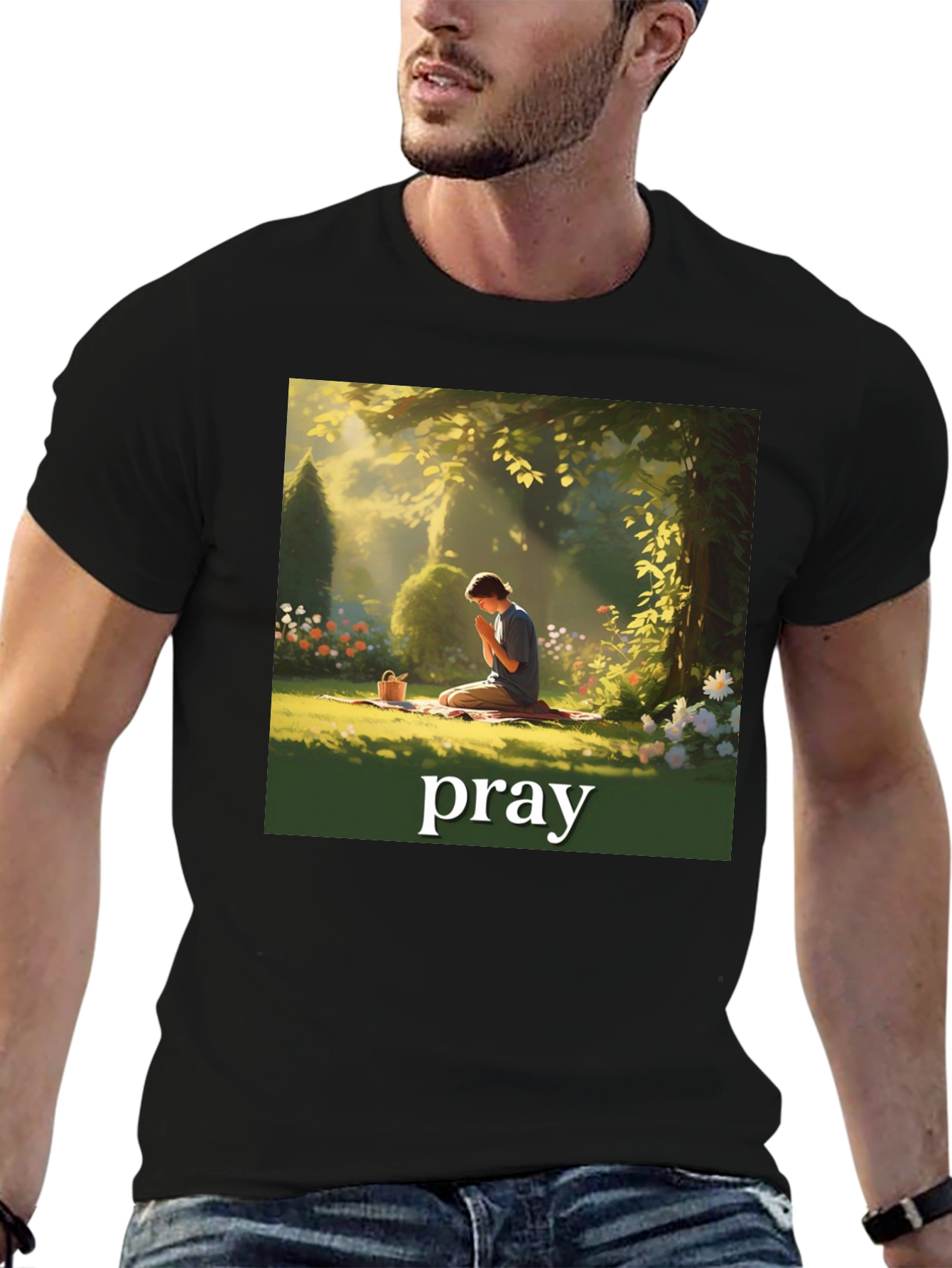 Praying Figure Graphic T-Shirt
