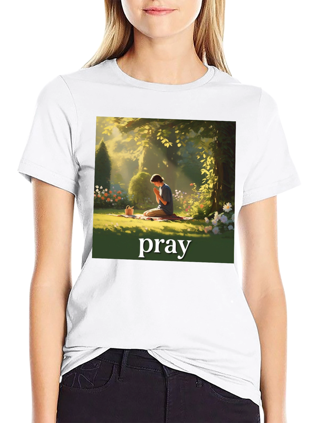 Praying Figure Graphic T-Shirt