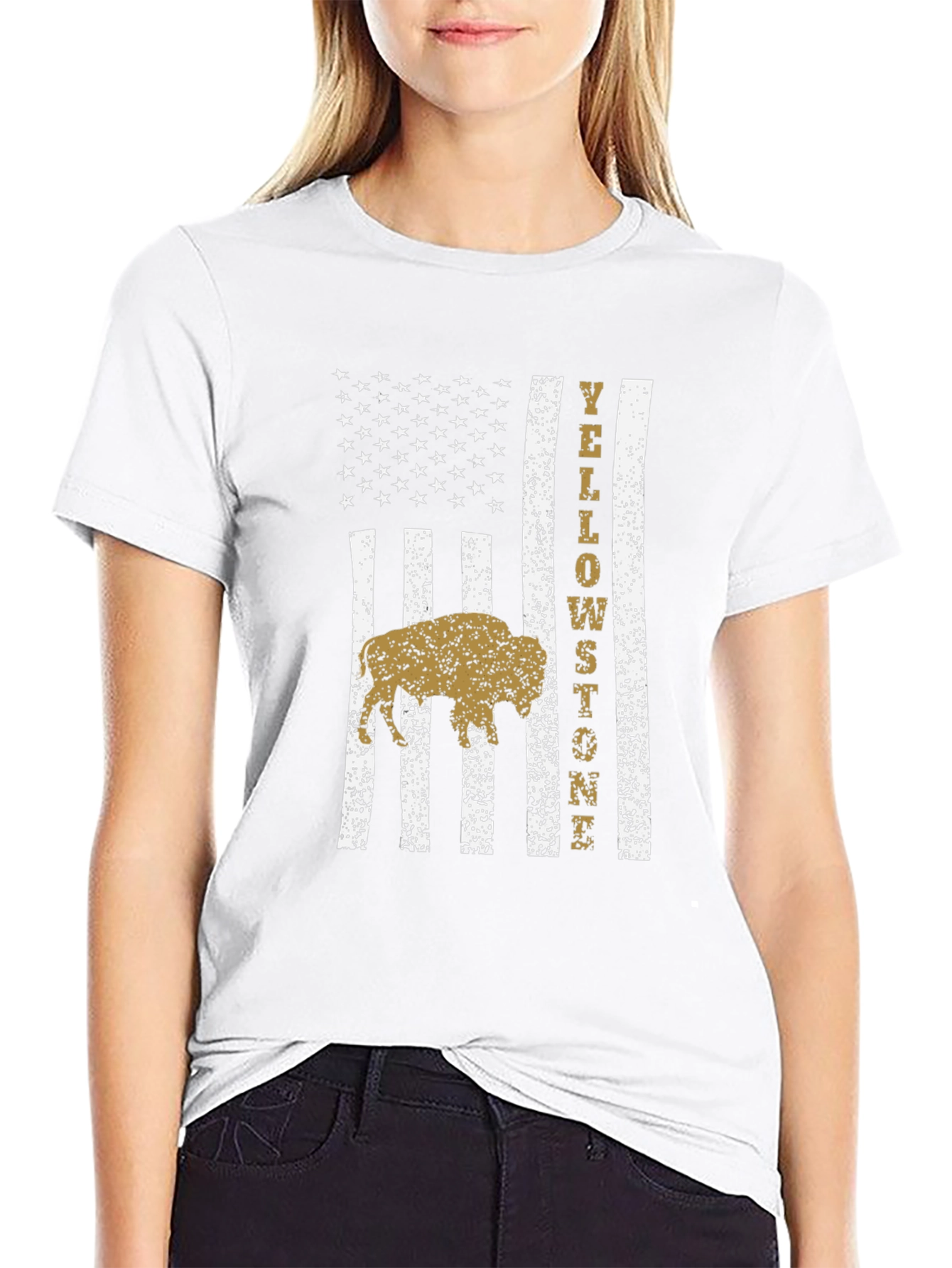 Yellowstone Buffalo American Flag T-Shirt