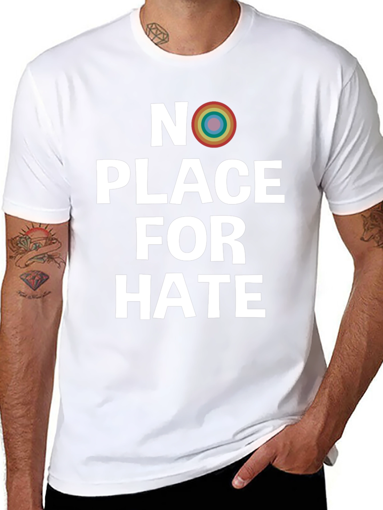 No Place For Hate Rainbow Graphic Tee