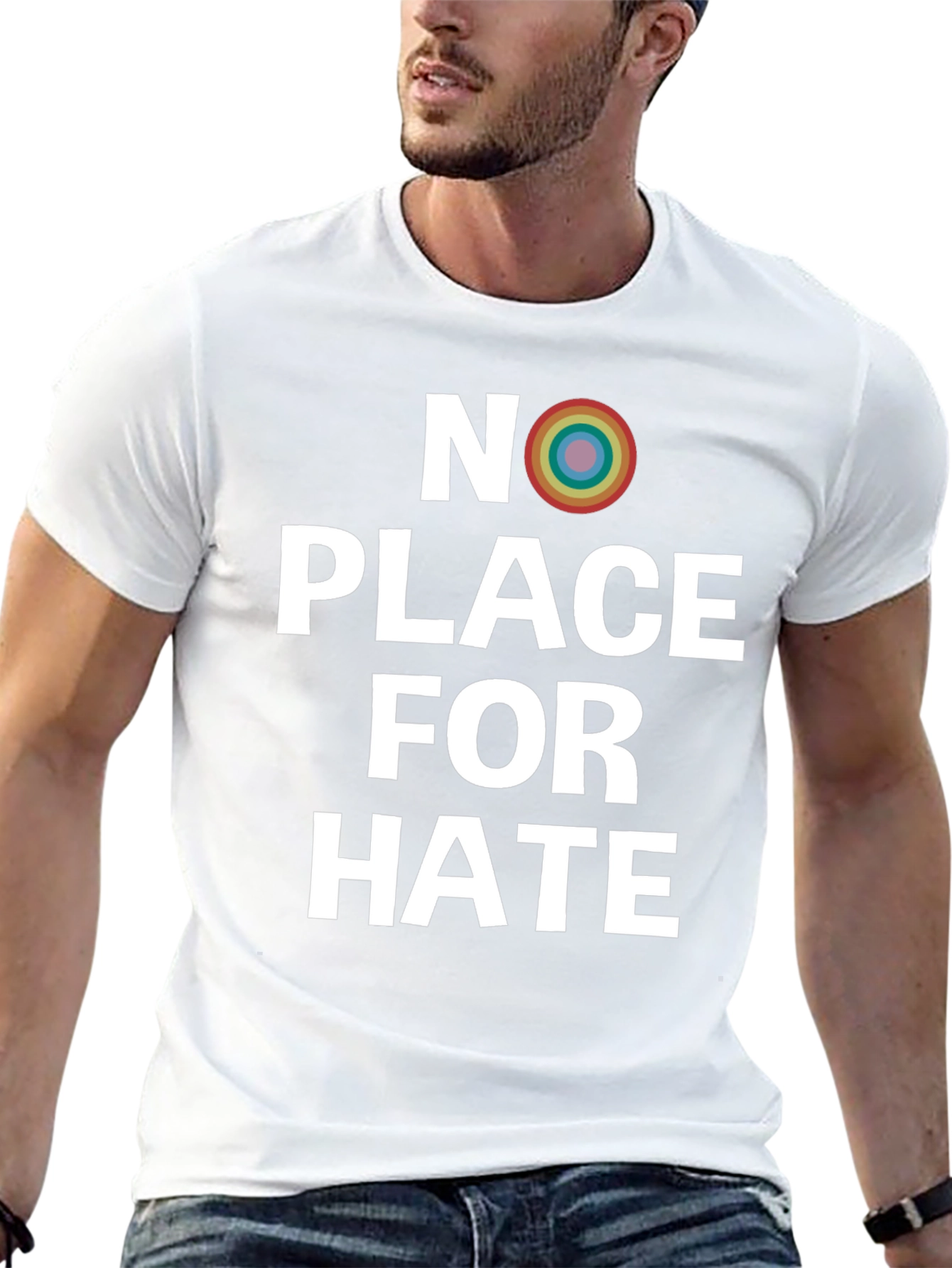 No Place For Hate Rainbow Graphic Tee