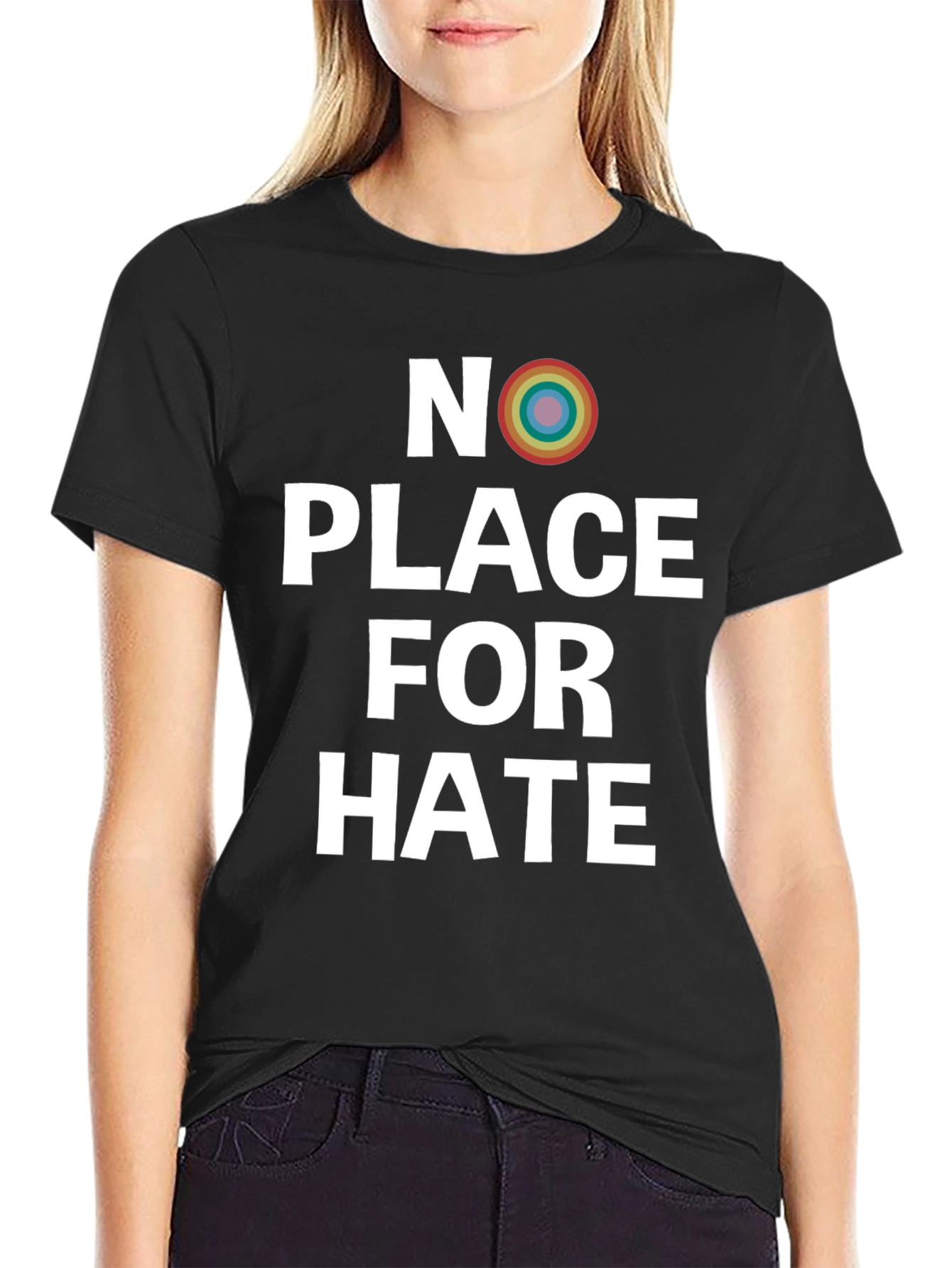 No Place For Hate Rainbow Graphic Tee