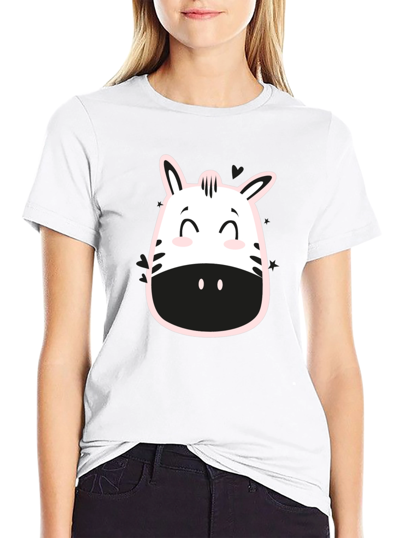 Zebra Face Graphic Tee - Trendy Casual T-Shirt