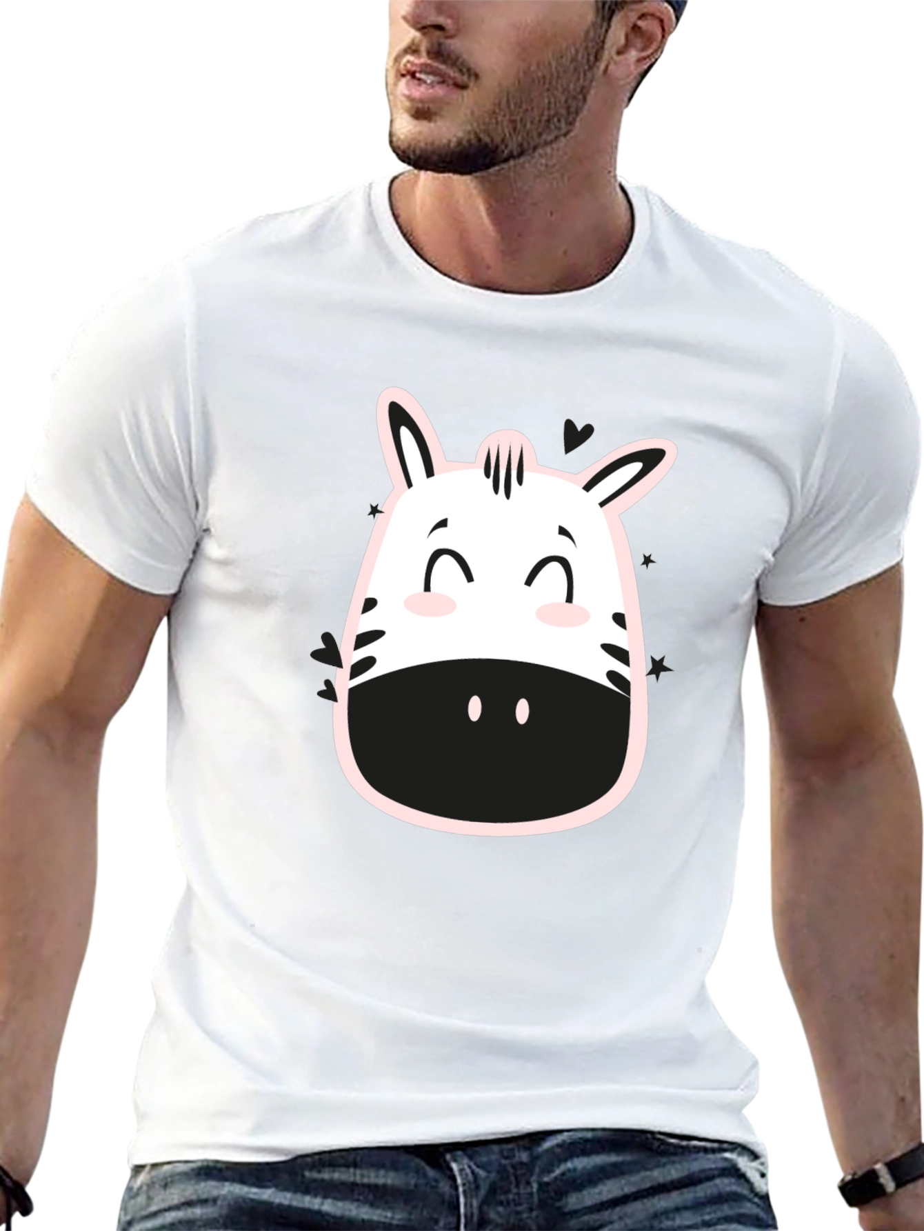 Zebra Face Graphic Tee - Trendy Casual T-Shirt