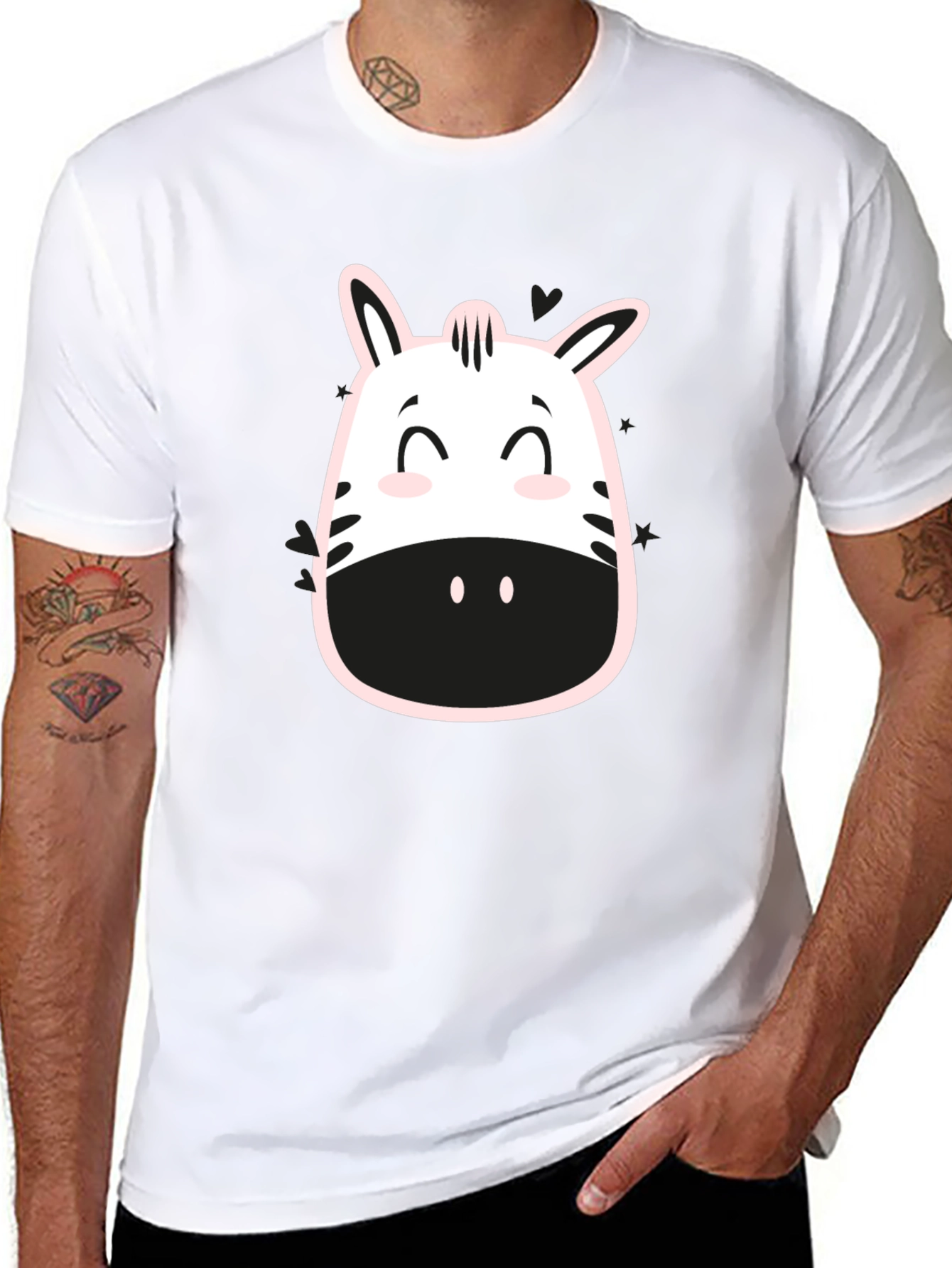 Zebra Face Graphic Tee - Trendy Casual T-Shirt