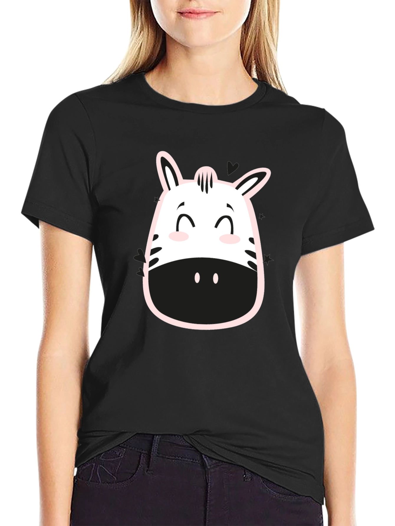 Zebra Face Graphic Tee - Trendy Casual T-Shirt