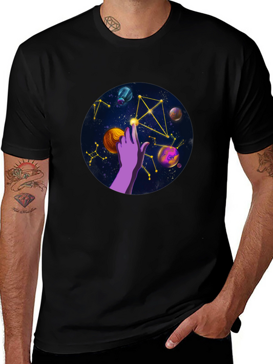 Cosmic Touch Graphic Tee - Unisex Black T-Shirt