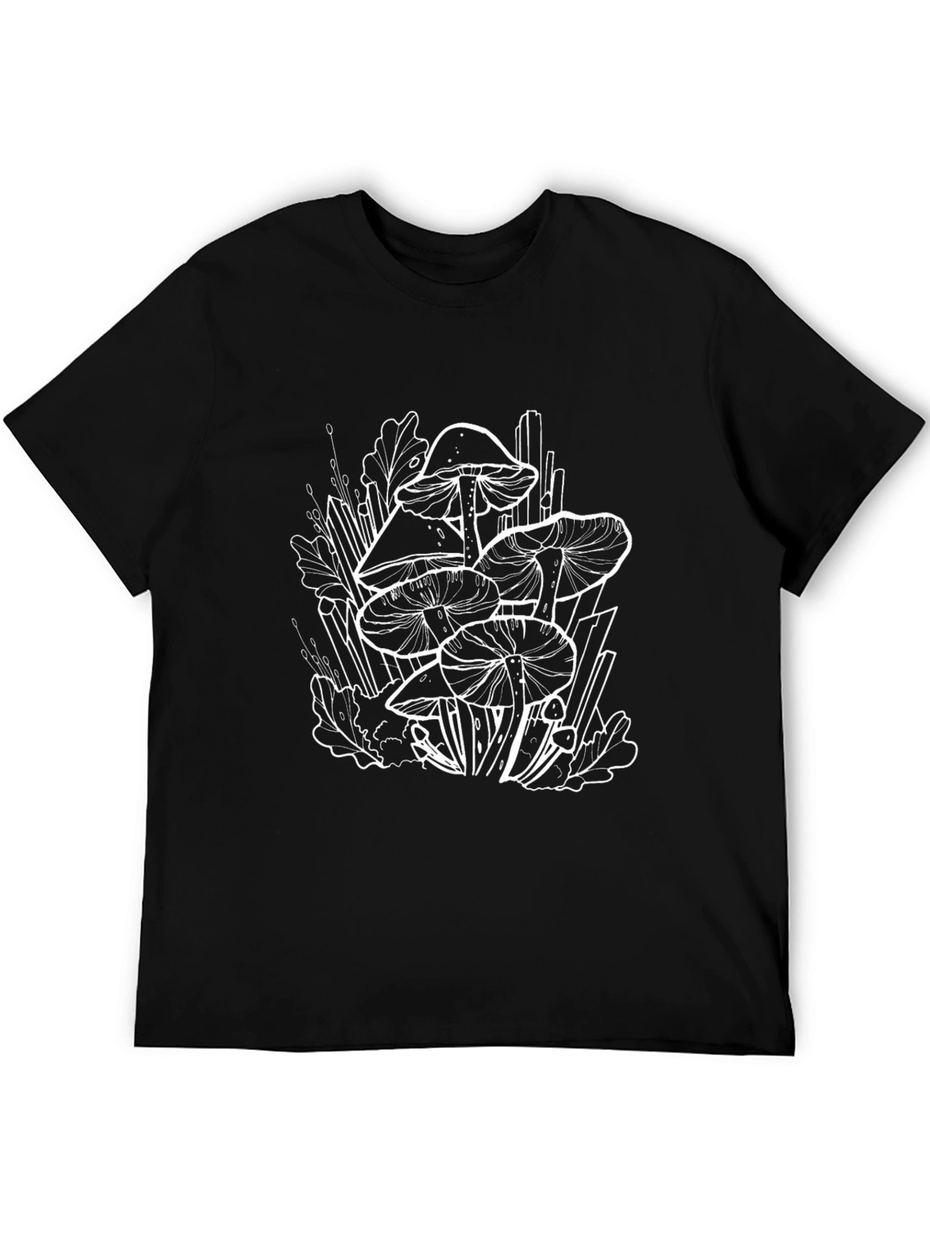 Mushroom Graphic Tee - Black Cotton Casual