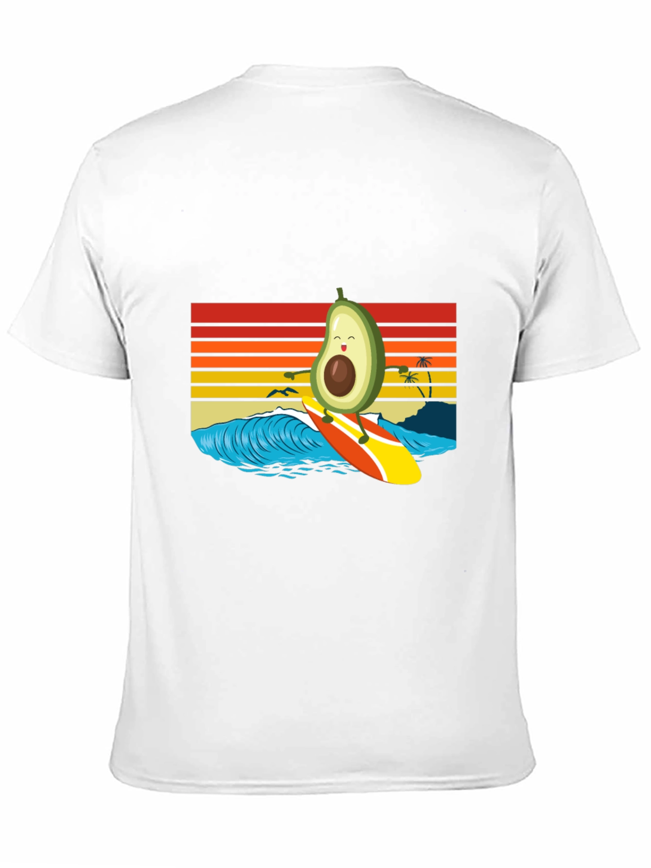 Surfing Avocado T-Shirt - Retro Wave Design