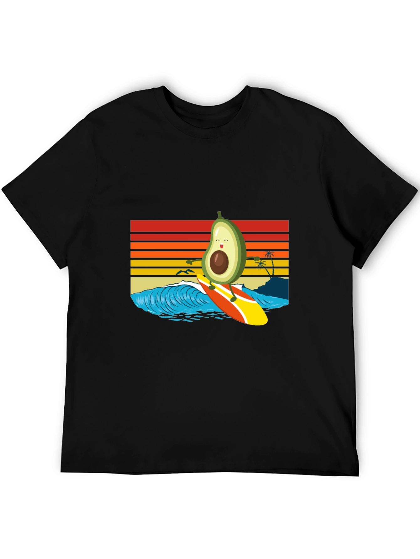 Surfing Avocado T-Shirt - Retro Wave Design