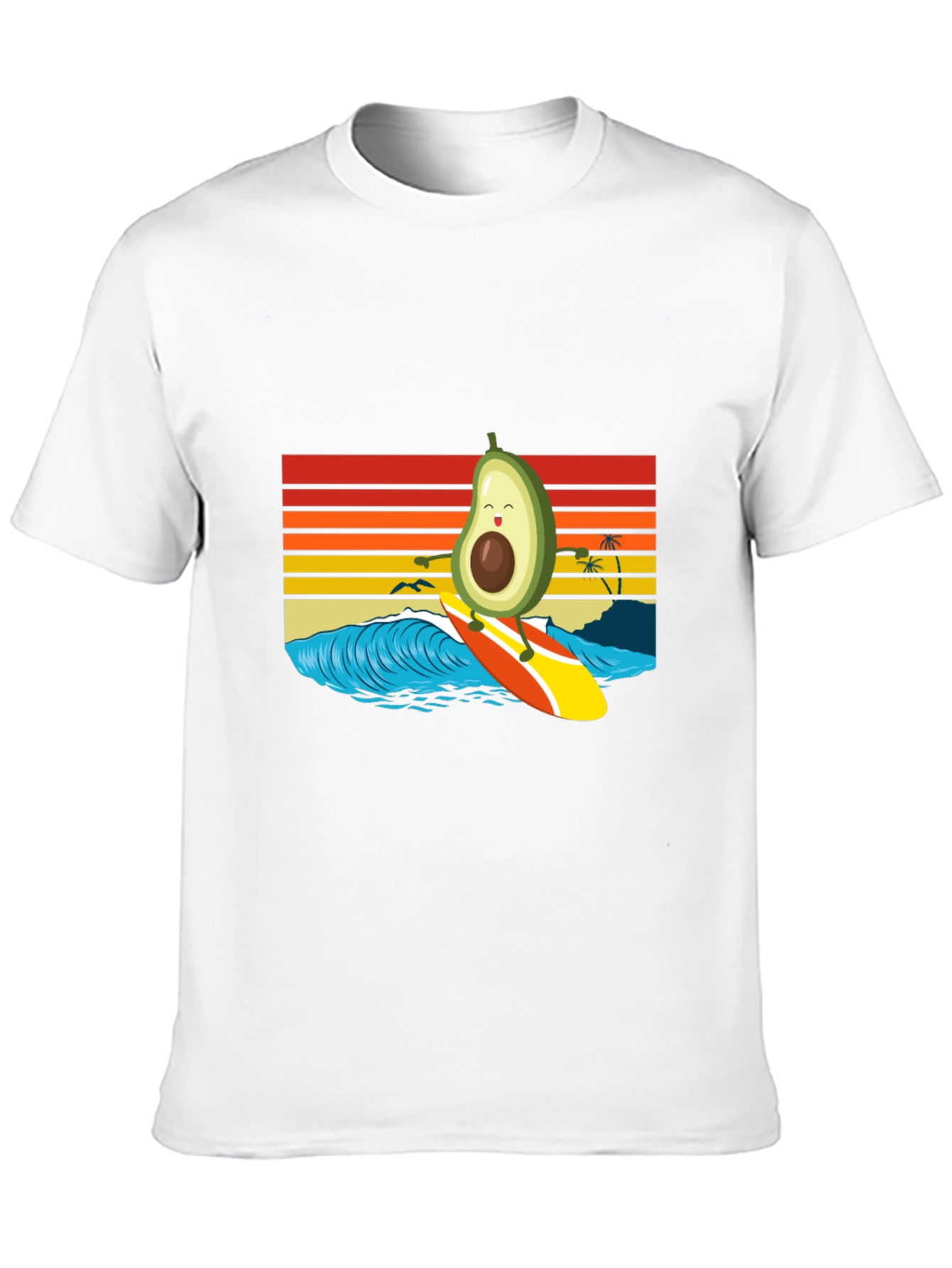 Surfing Avocado T-Shirt - Retro Wave Design