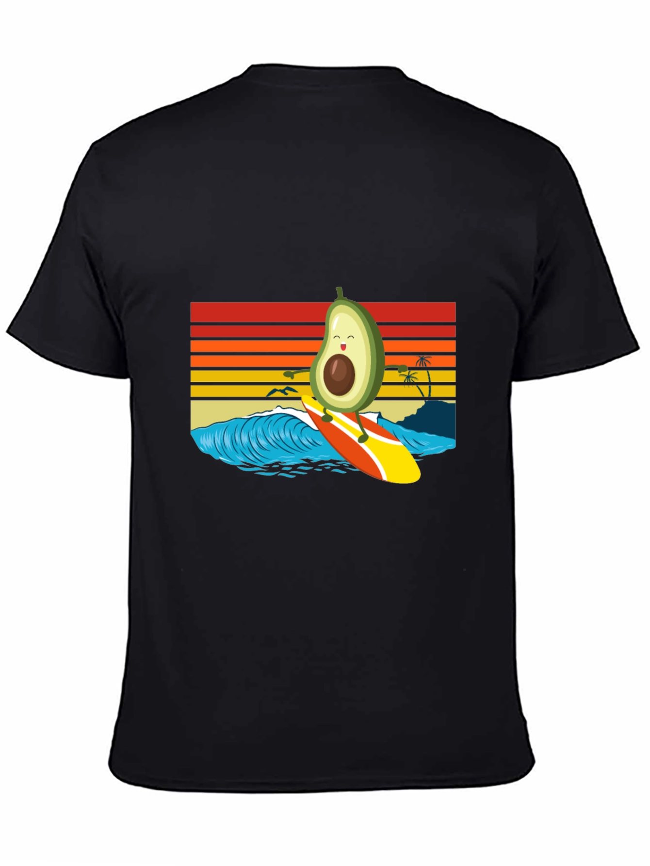 Surfing Avocado T-Shirt - Retro Wave Design