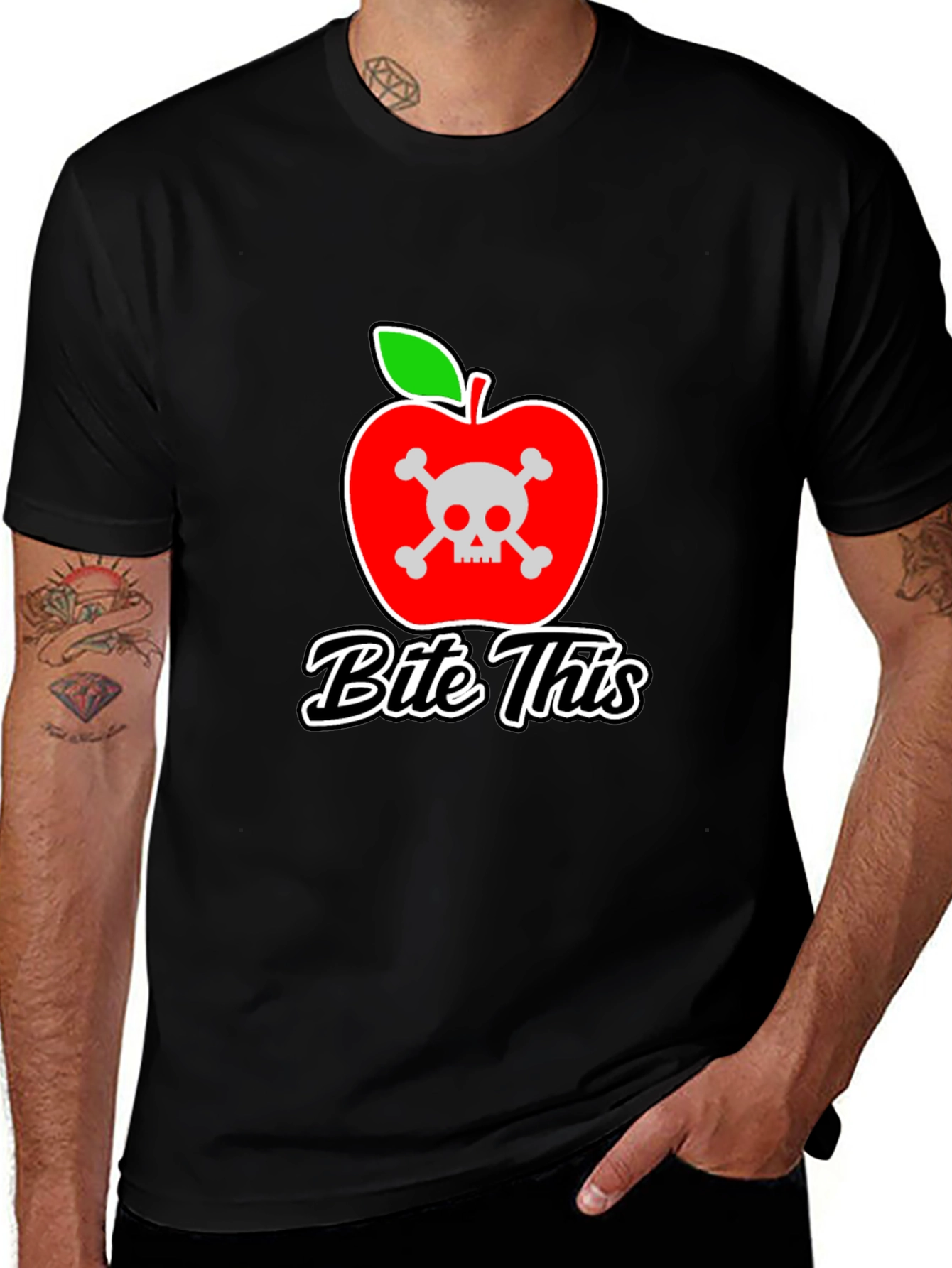 Bite This Graphic Tee - Skull Apple Design
