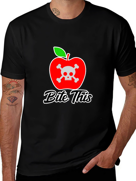 Bite This Graphic Tee - Skull Apple Design