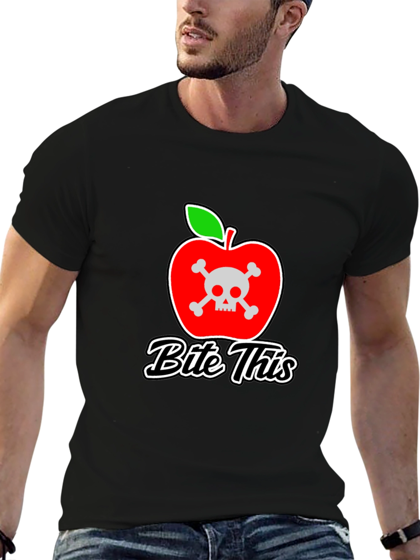 Bite This Graphic Tee - Skull Apple Design