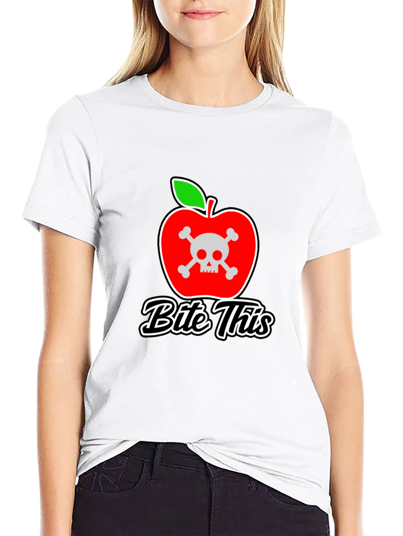 Bite This Graphic Tee - Skull Apple Design