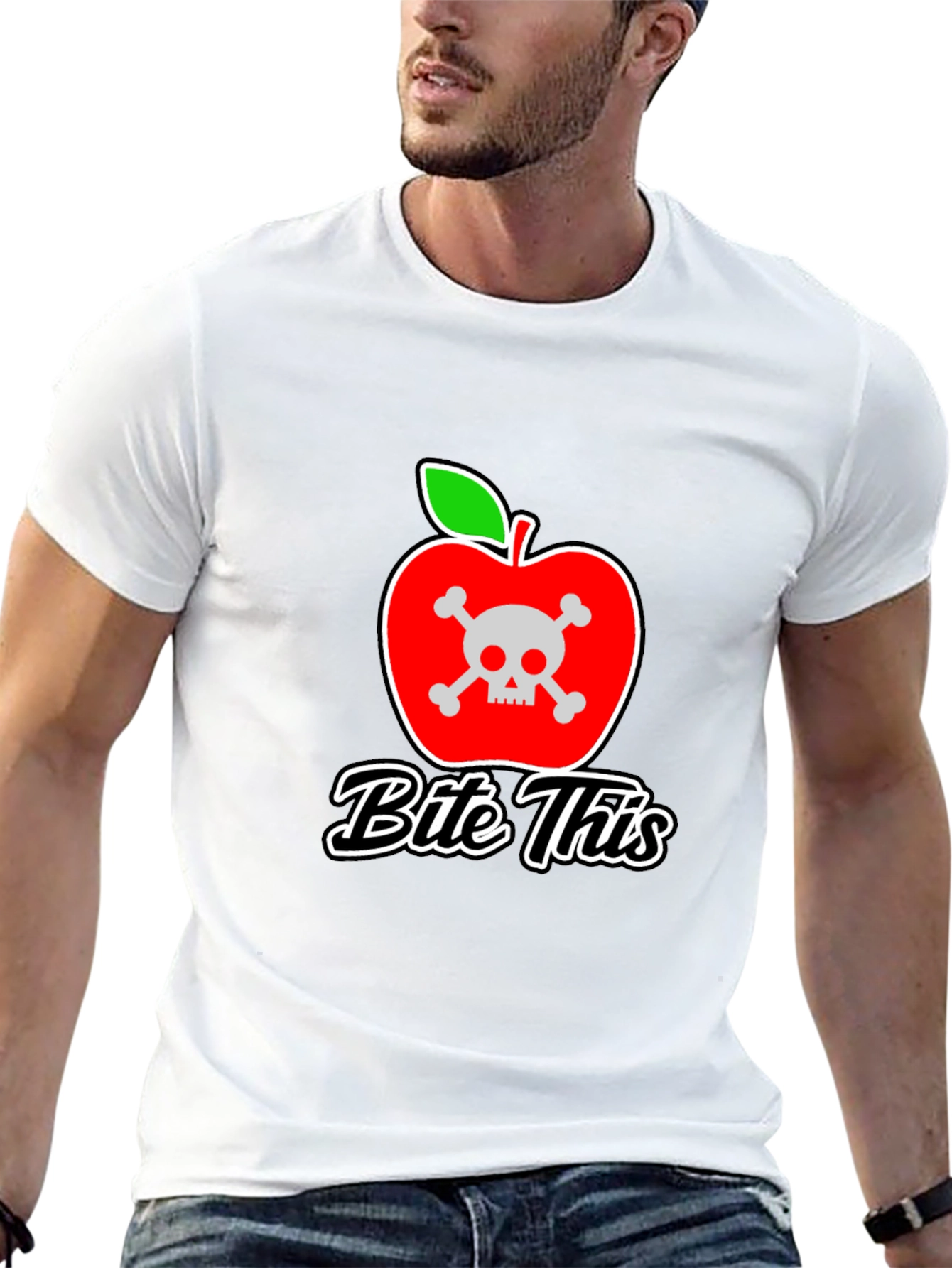 Bite This Graphic Tee - Skull Apple Design
