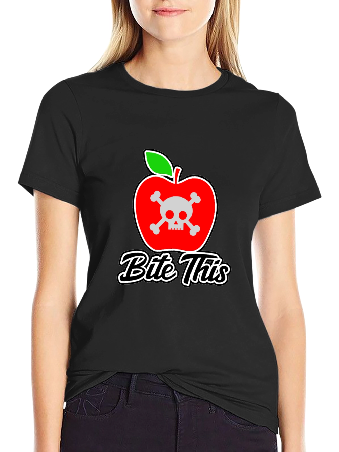 Bite This Graphic Tee - Skull Apple Design