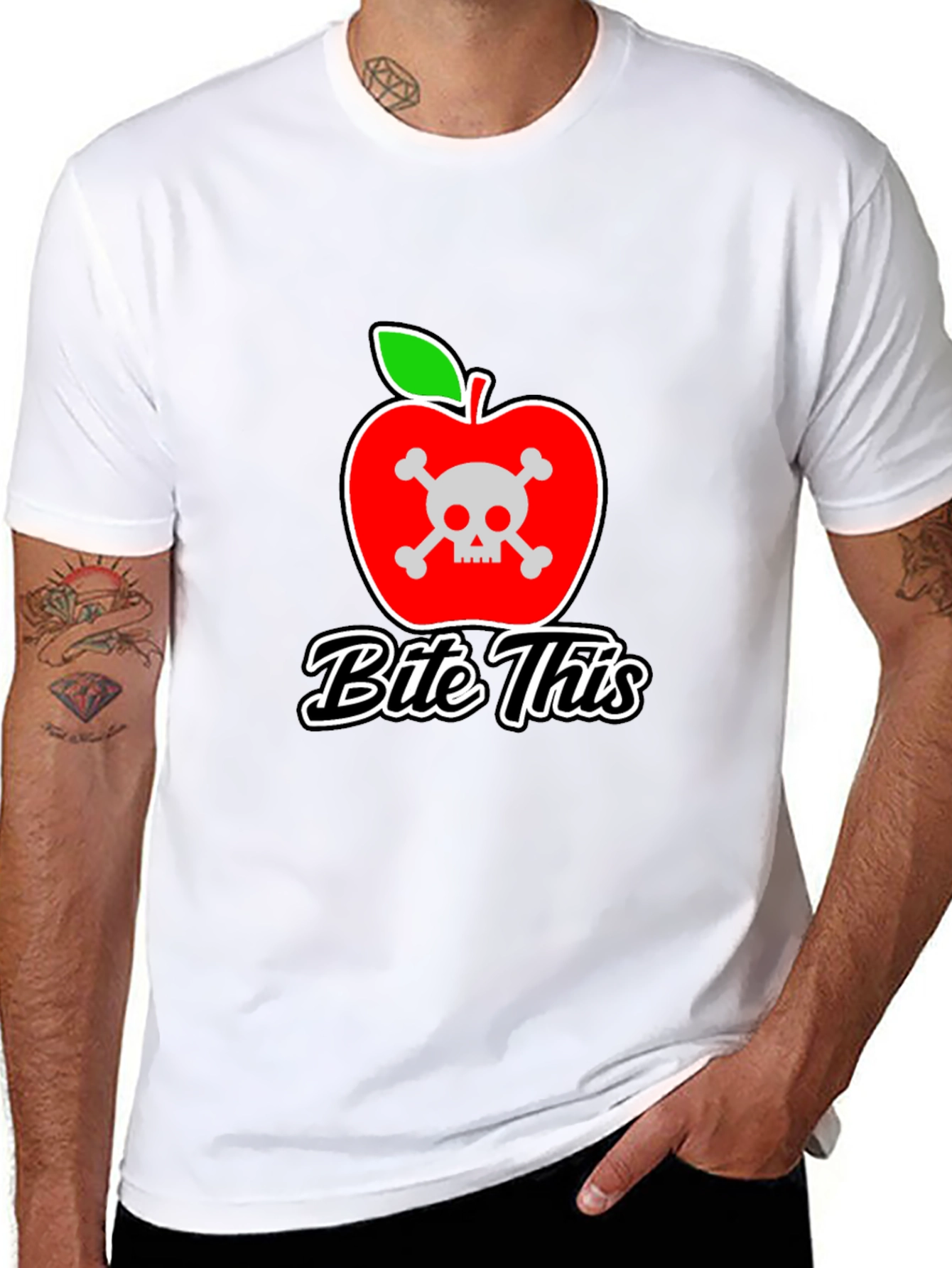 Bite This Graphic Tee - Skull Apple Design