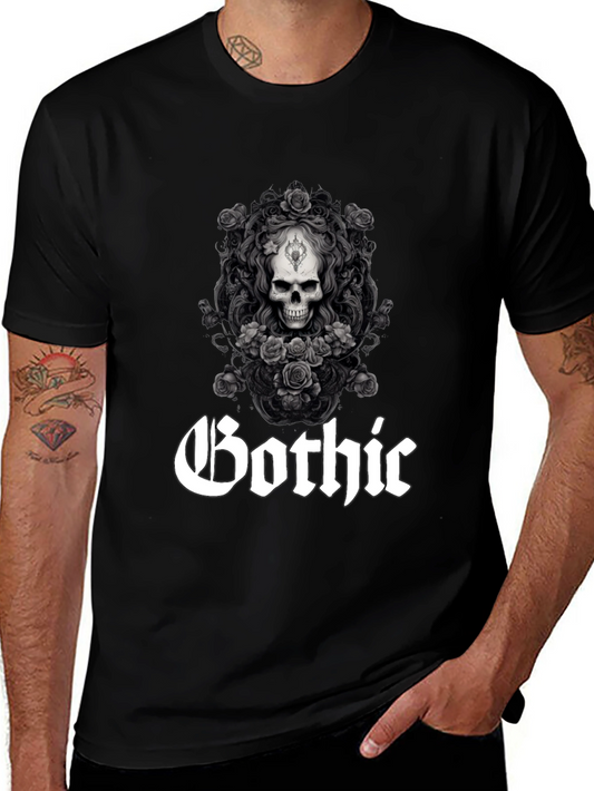 Gothic Skull & Roses Graphic Tee