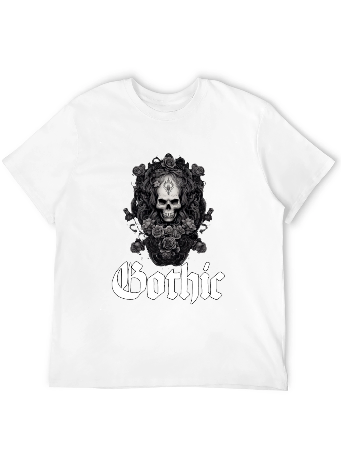 Gothic Skull & Roses Graphic Tee