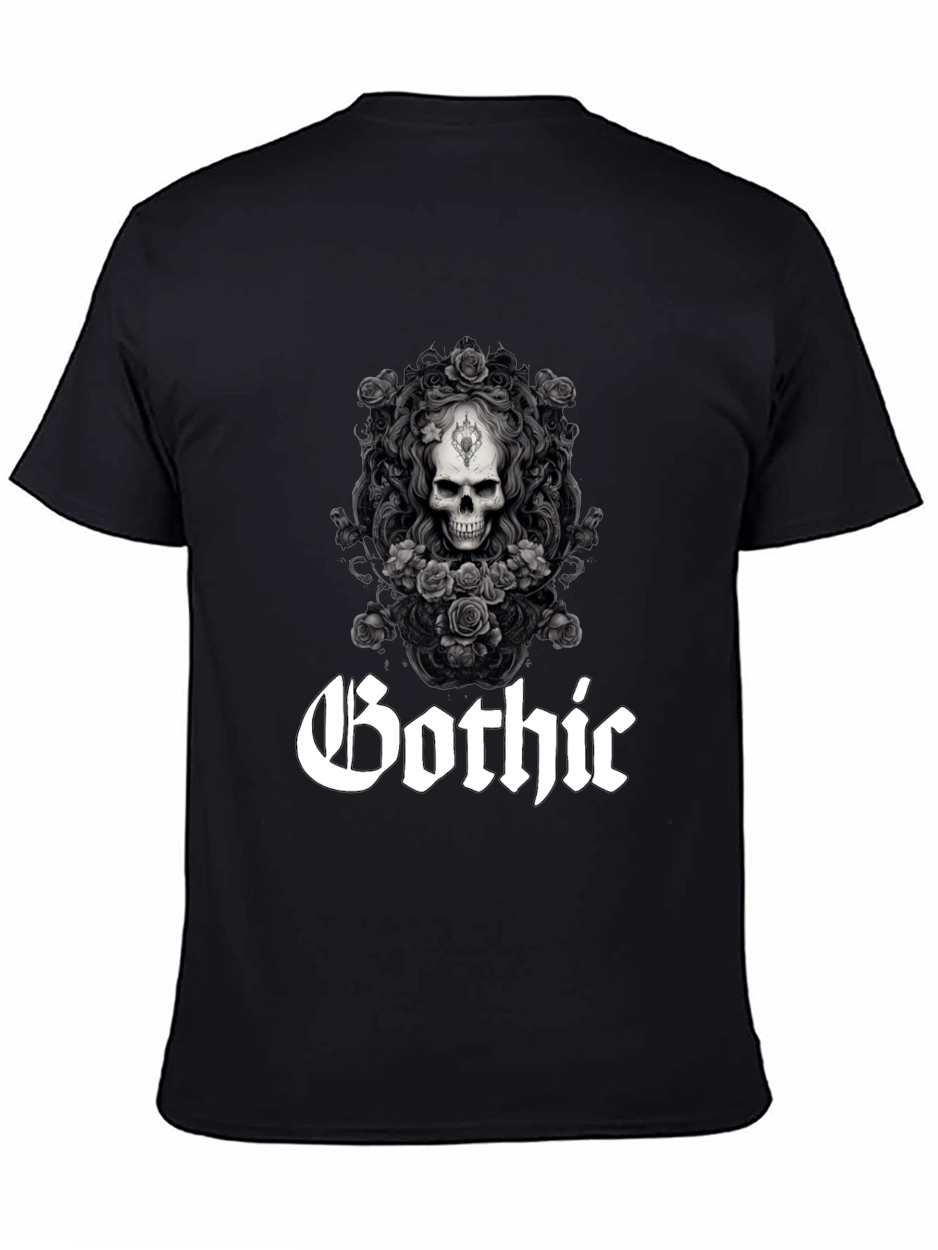 Gothic Skull & Roses Graphic Tee